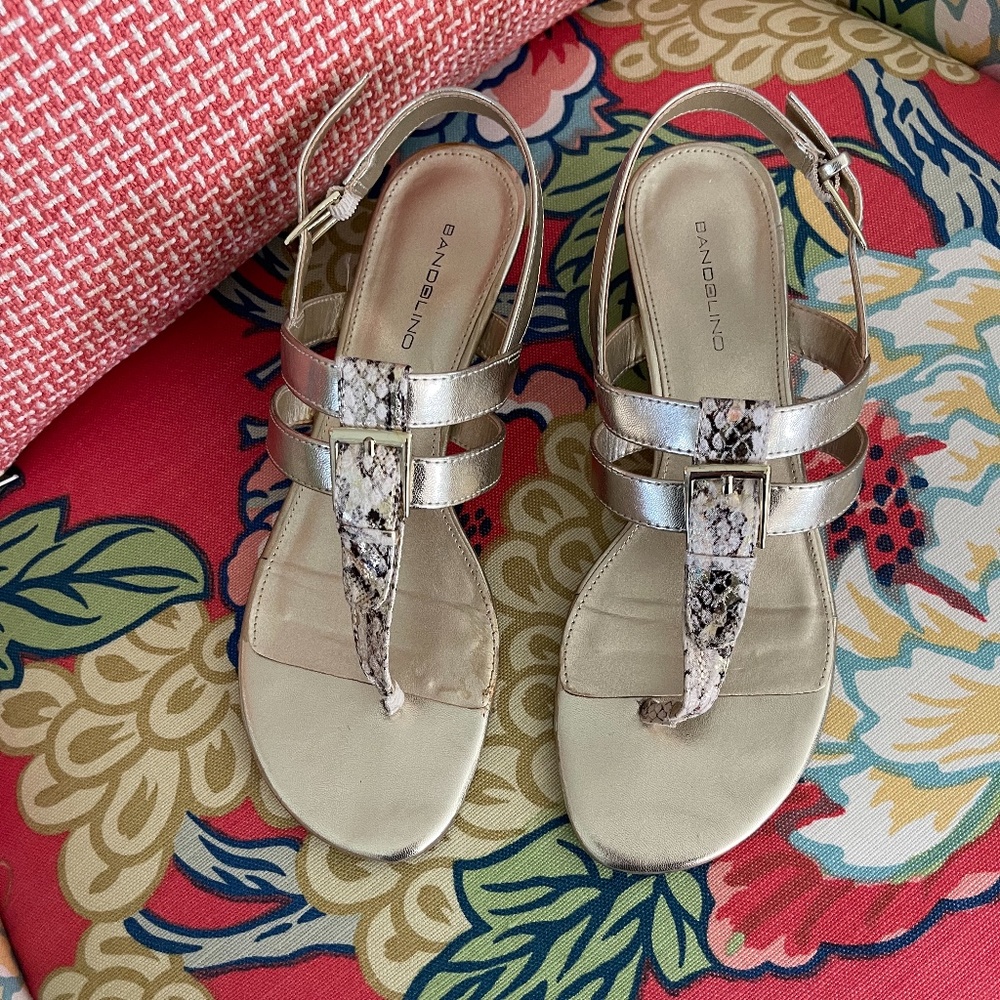 Women’s Gold/Snakeskin print Sandals .
